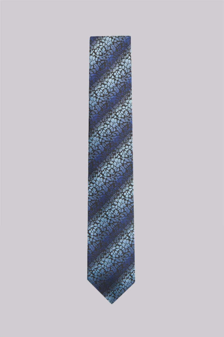 Ted Baker Blue Floral Stripe Silk Tie 