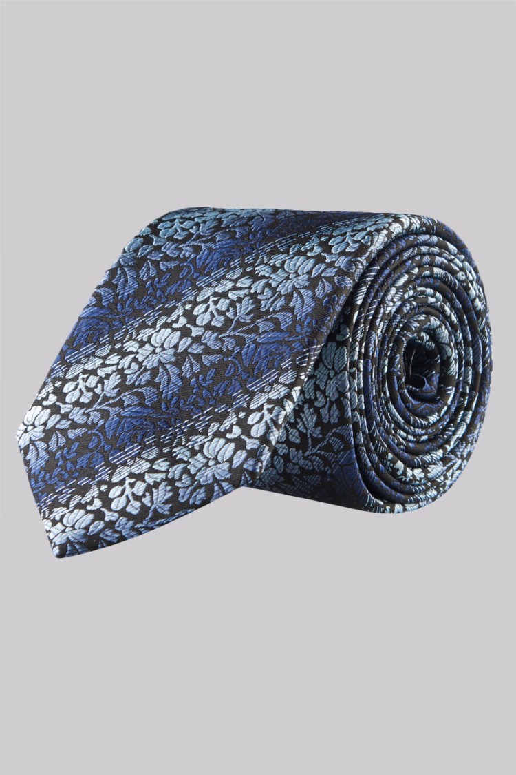 Ted Baker Blue Floral Stripe Silk Tie 