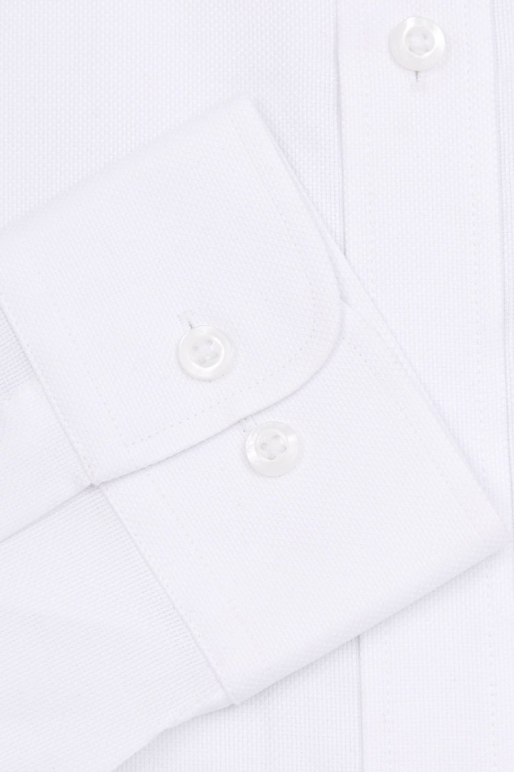 Savoy Taylors Guild Regular Fit White Single Cuff Textured Shirt