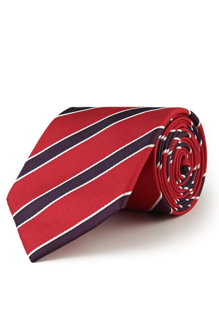 Moss Esq. Red and Wine Stripe Silk Tie 