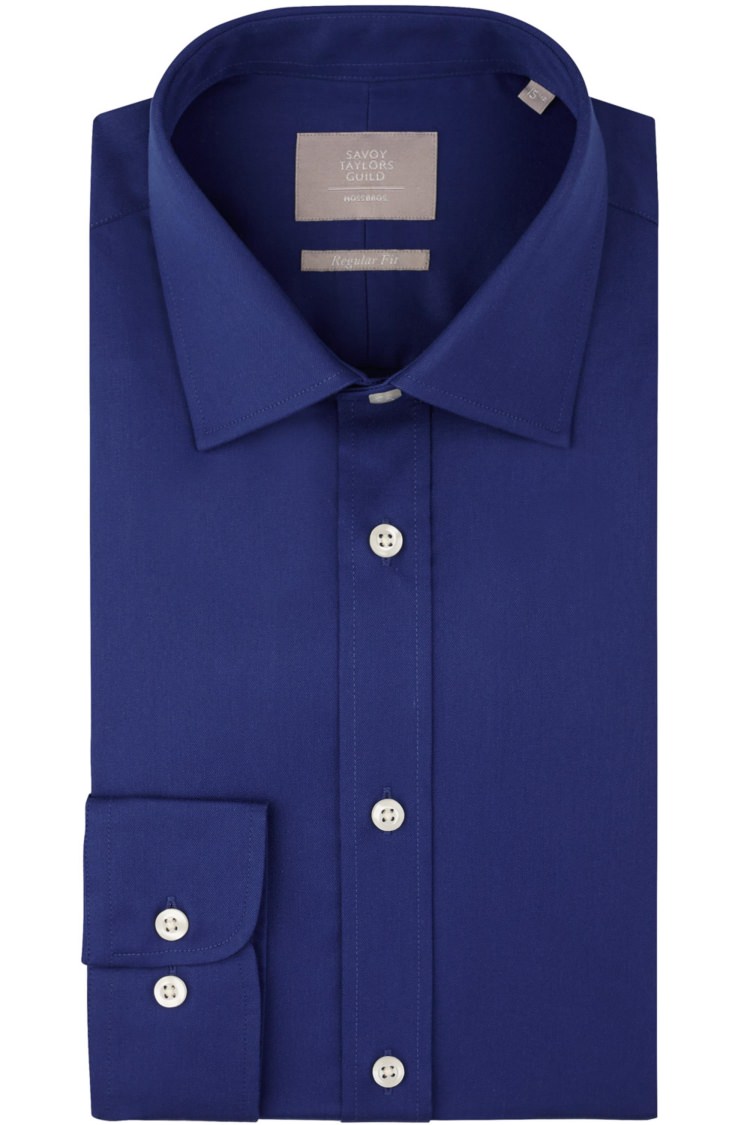 Savoy Taylors Guild Regular Fit Cobalt Blue Single Cuff Twill Shirt