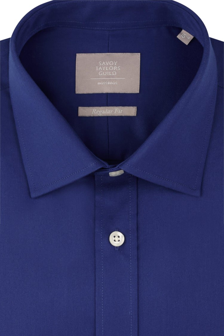 Savoy Taylors Guild Regular Fit Cobalt Blue Single Cuff Twill Shirt
