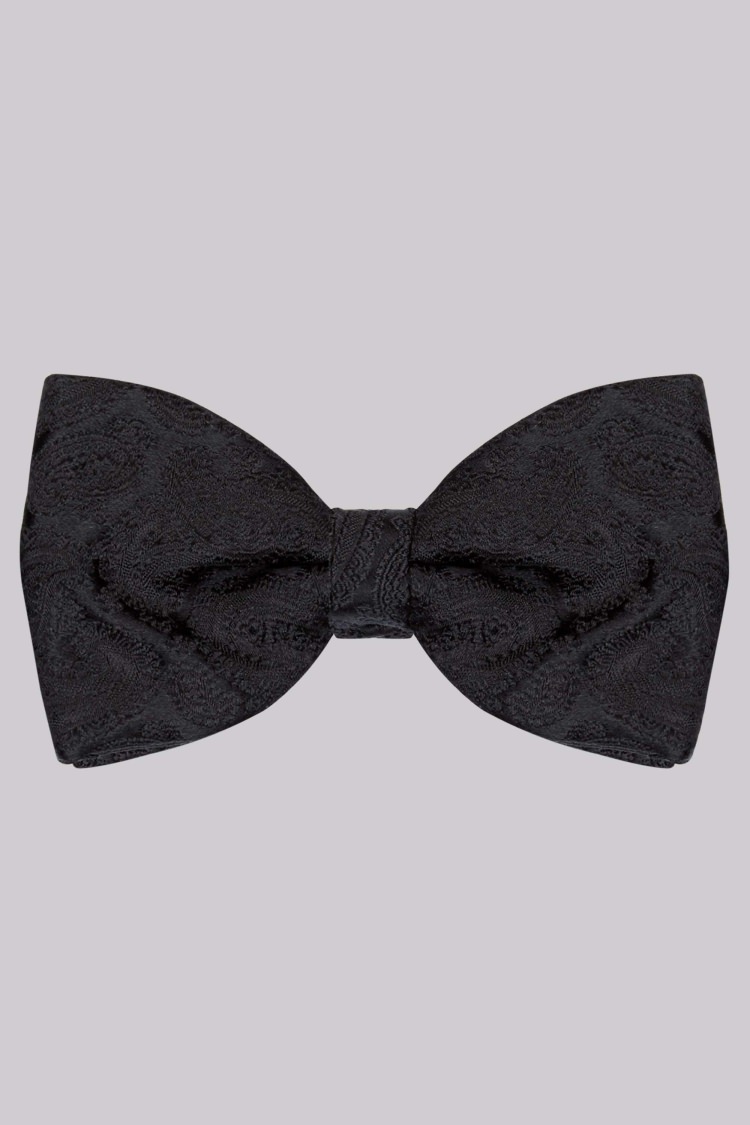 Black Paisley Silk Bow Tie