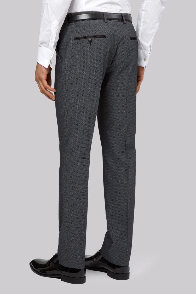 Moss London Skinny Fit Diamond Gunmetal Jacquard Tuxedo