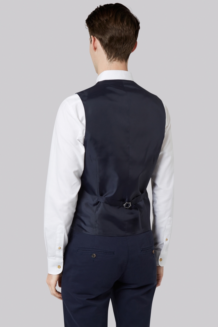 Moss London Slim Fit Blue Check Waistcoat