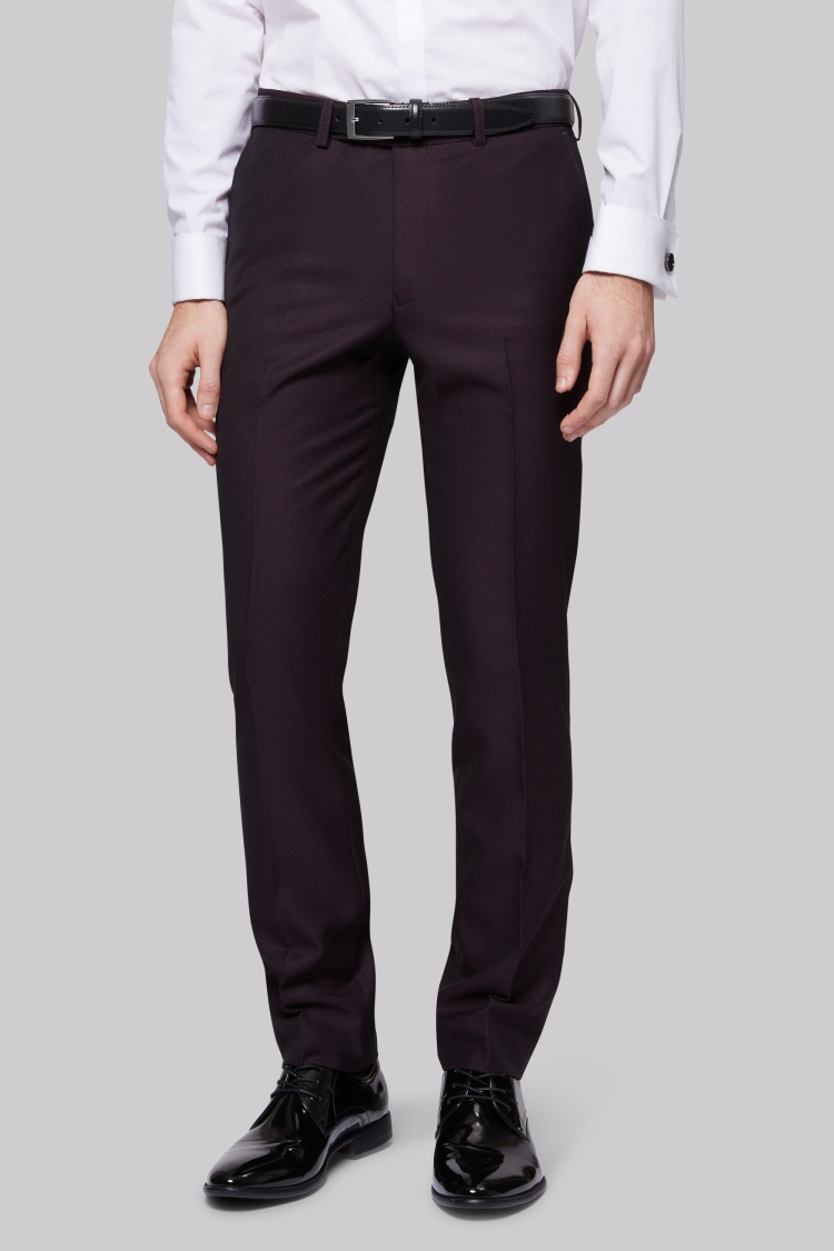 Moss London Skinny Fit Plum Jacquard Dress Trousers