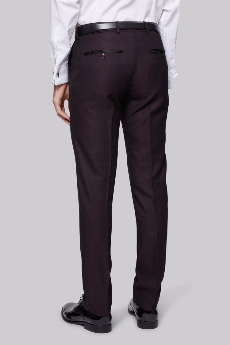 Moss London Skinny Fit Plum Jacquard Dress Trousers