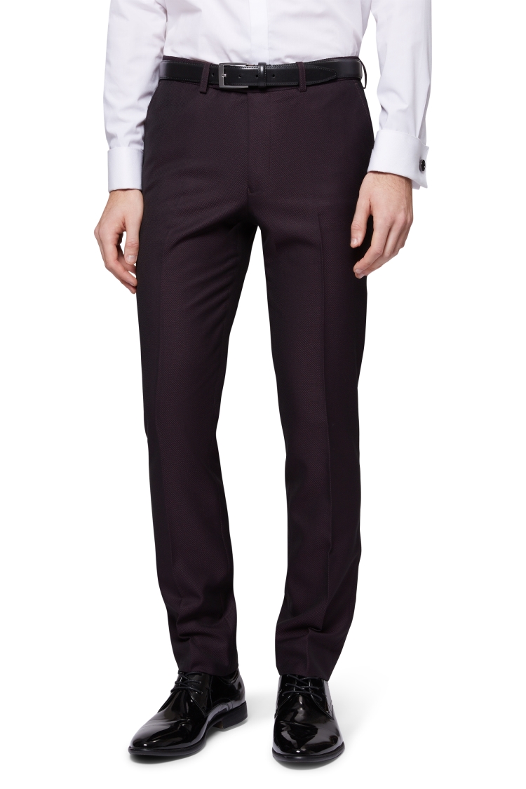 Moss London Skinny Fit Plum Jacquard Dress Pants