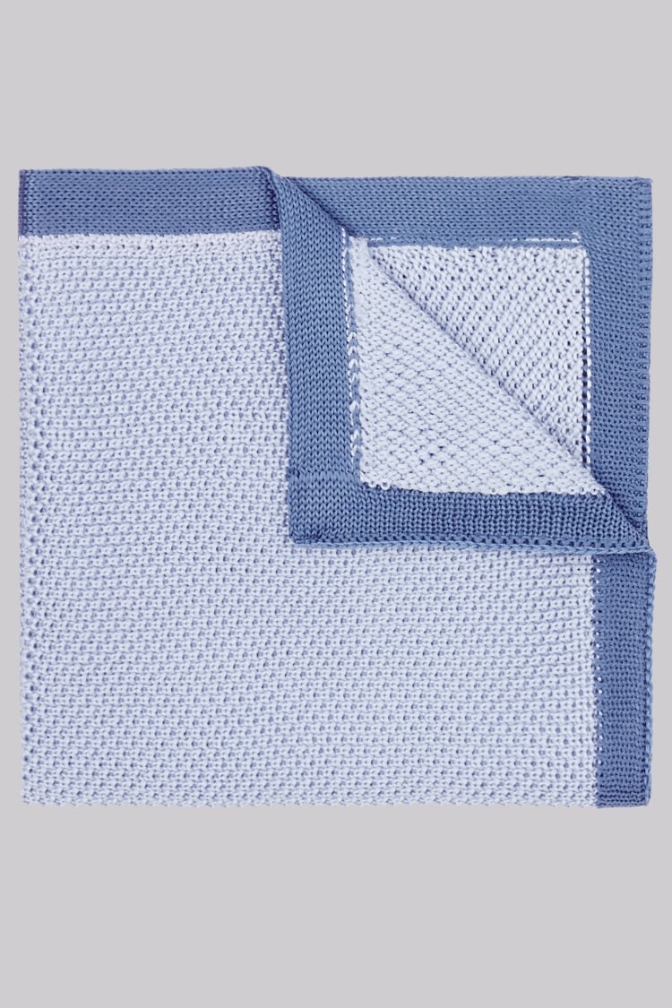Moss London Sky Blue Knitted Pocket Square
