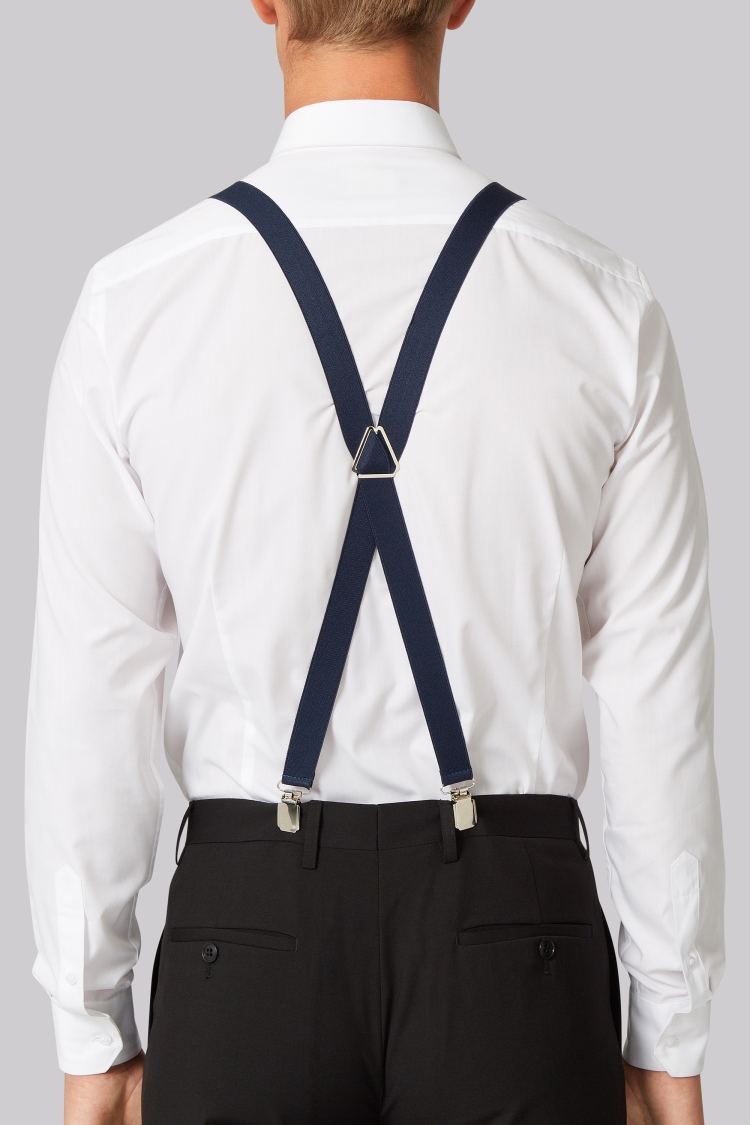 Navy Skinny Clip-On Braces