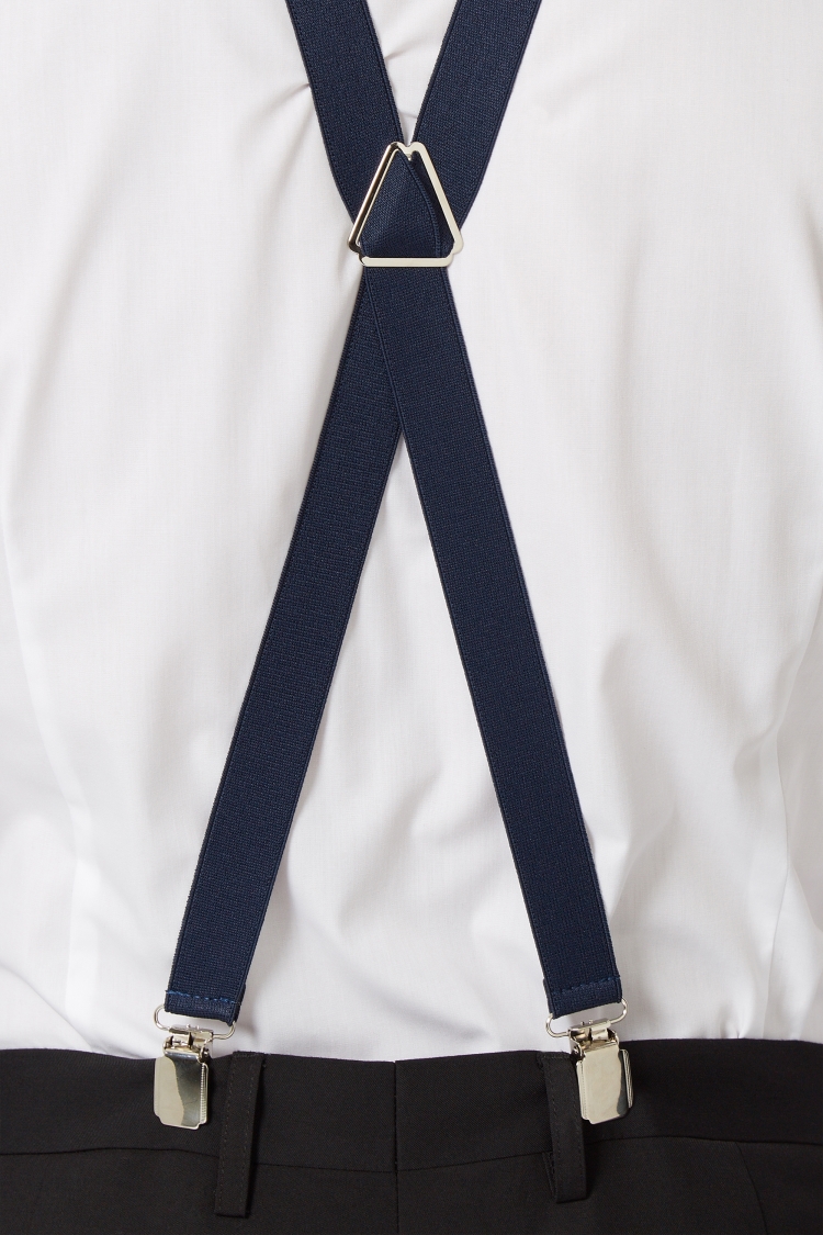 Navy Skinny Clip-On Braces