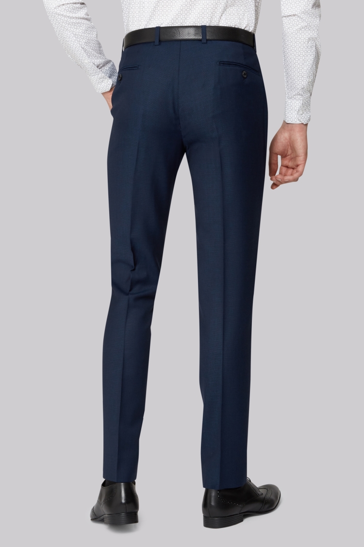 Hardy Amies Tailored Fit Navy Birdseye Trousers