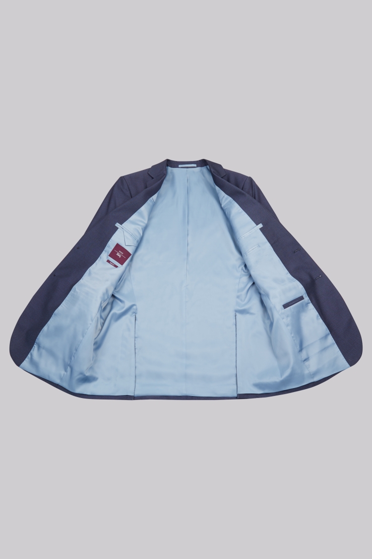 Moss Esq. Regular Fit Blue Pindot Jacket 