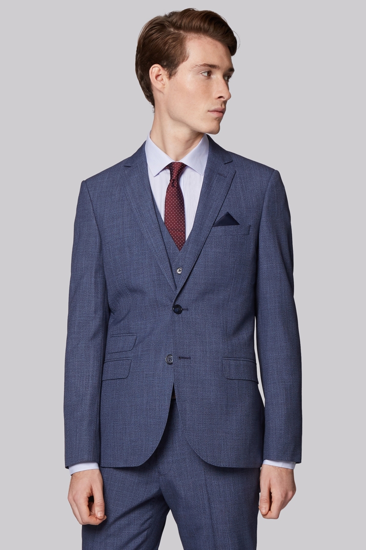 Moss London Skinny Fit Blue Speckled Suit