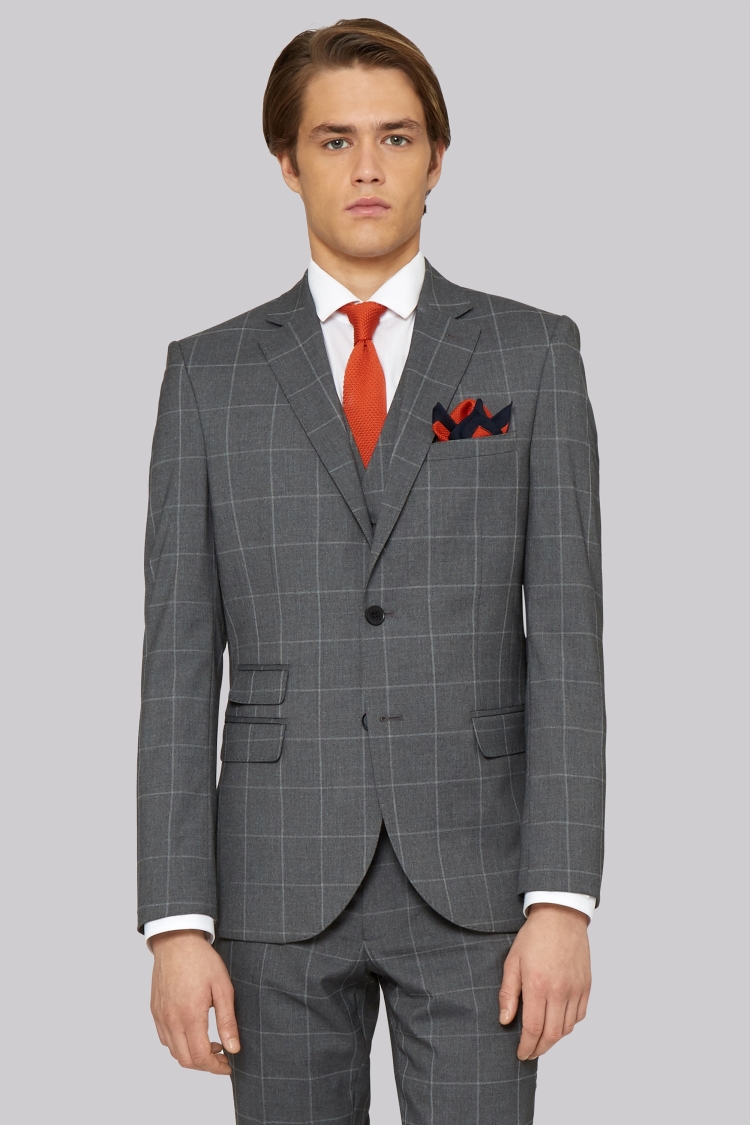 Moss London Skinny Fit Grey Check Jacket 