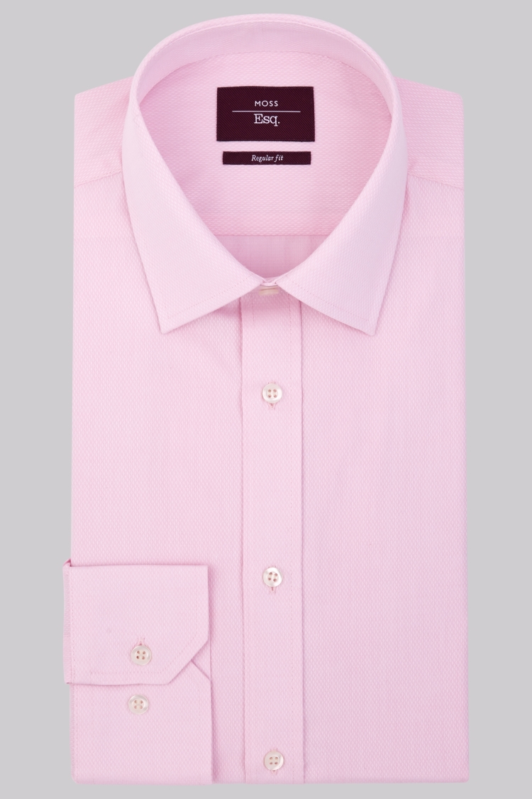 Regular Fit Pink Single Cuff Dobby Shirt