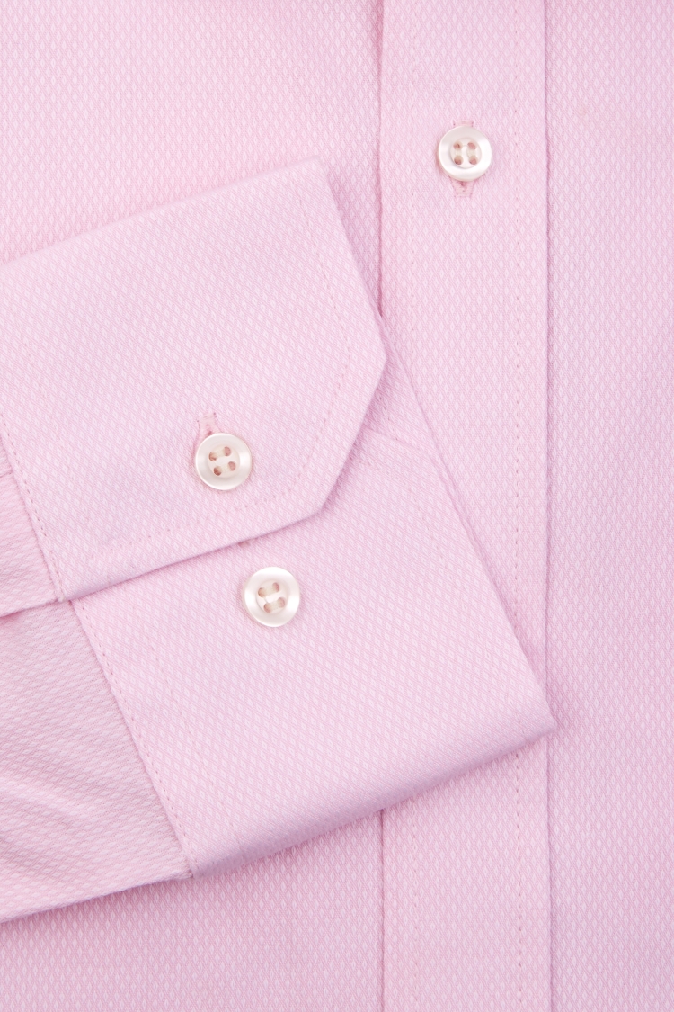 Moss Esq. Regular Fit Pink Single Cuff Textured Shirt