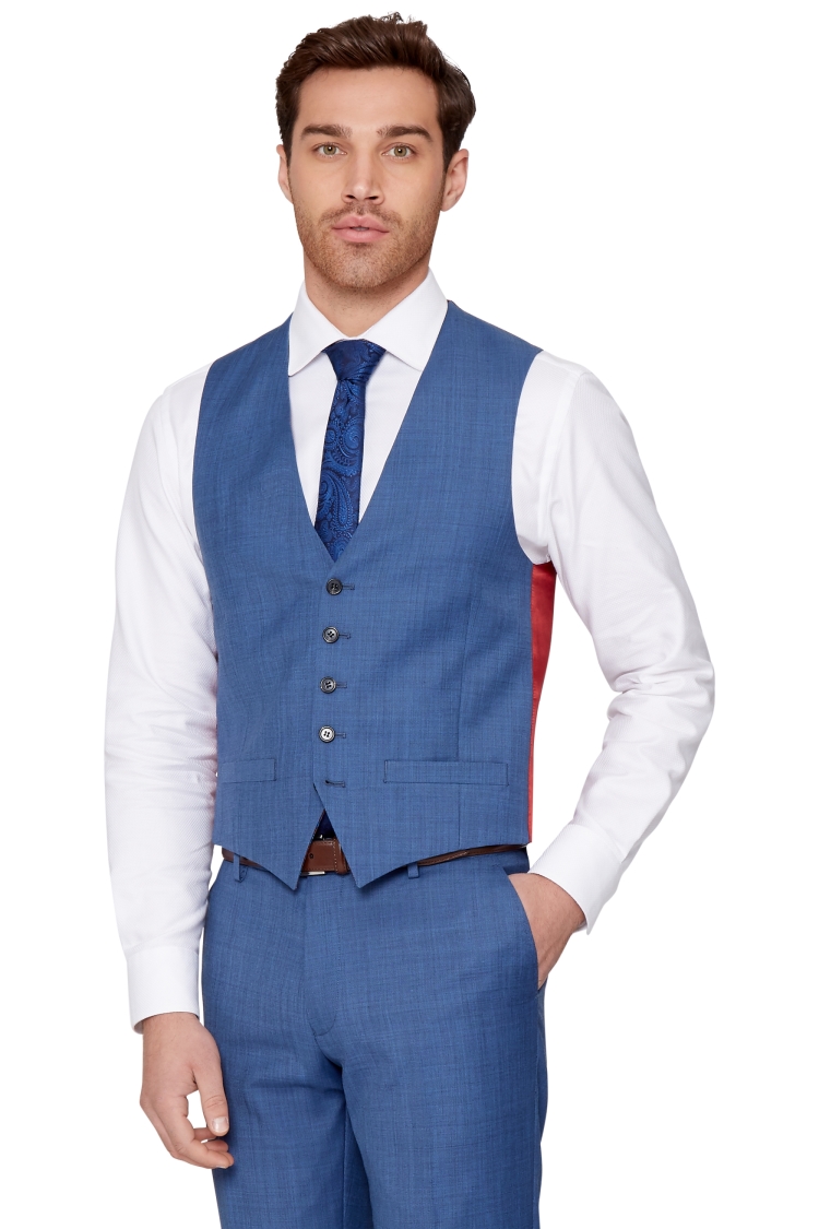 Ted Baker Tailored Fit French Blue Sharkskin Waistcoat
