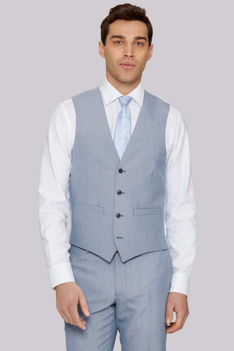 Moss 1851 Tailored Fit Ice Blue Waistcoat