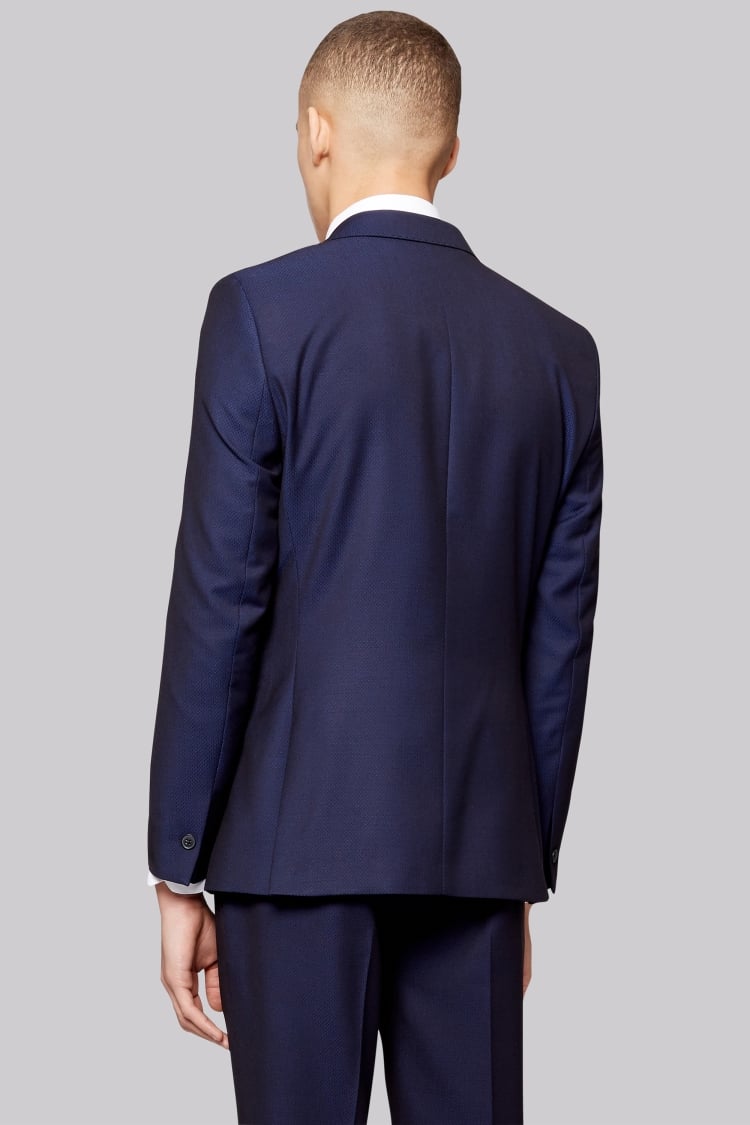 Moss London Skinny Fit Navy Jacquard Jacket