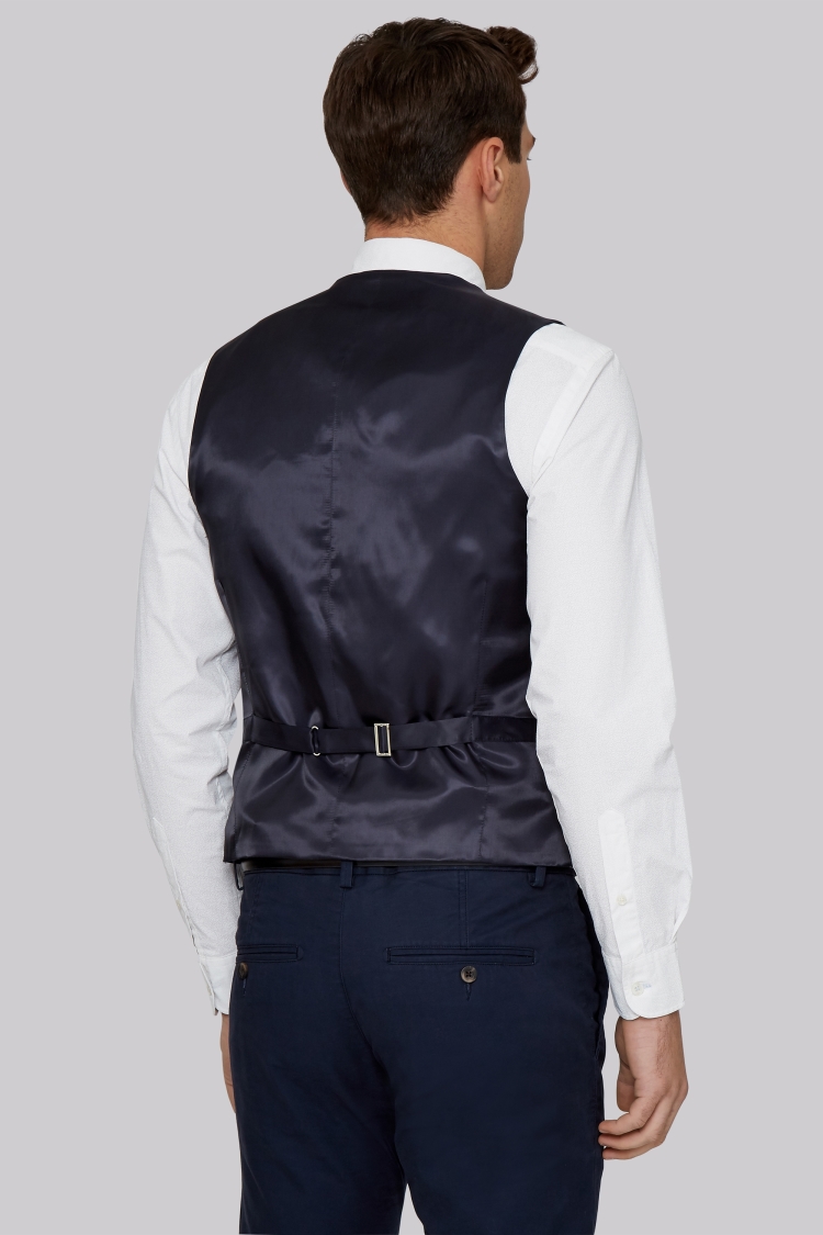 Moss 1851 Tailored British Wool Blue Grey Windowpane Vest 
