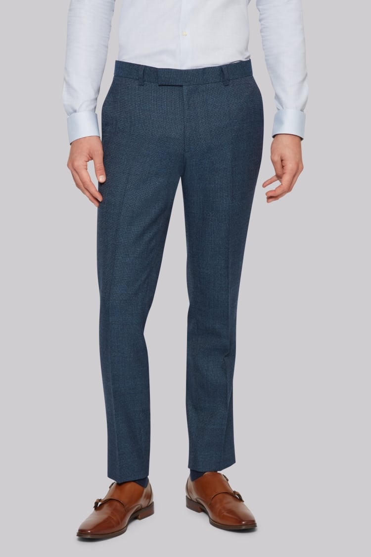 Moss London Skinny Fit Bright Blue Texture Trousers