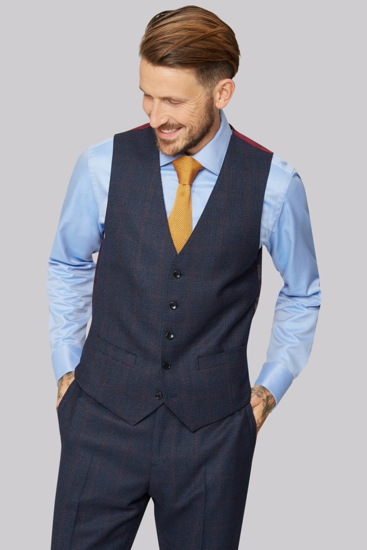 Moss 1851 Tailored Fit Blue with Red Check Jacket
