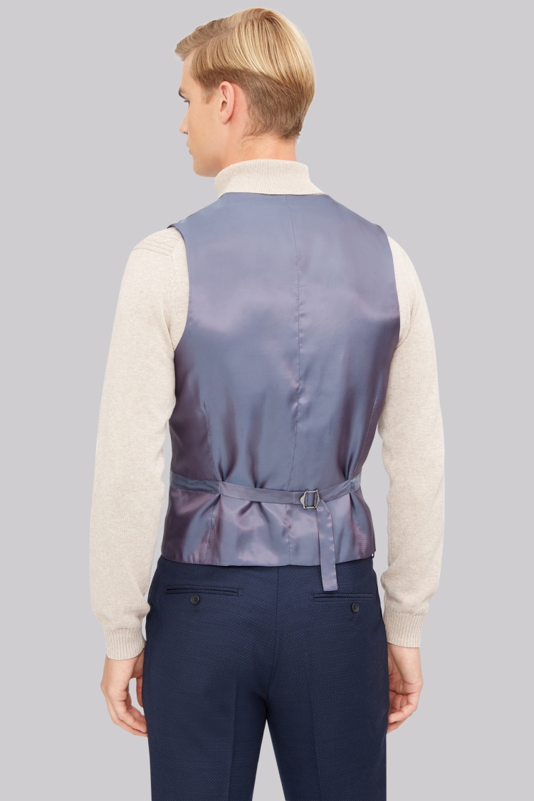 French Connection Slim Fit Navy Jacquard Waistcoat