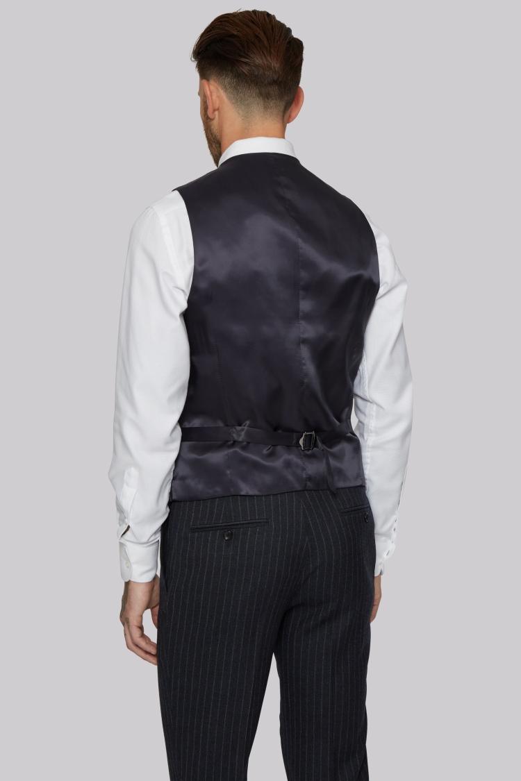 Moss 1851 Tailored Fit Charcoal Melange Stripe Vest