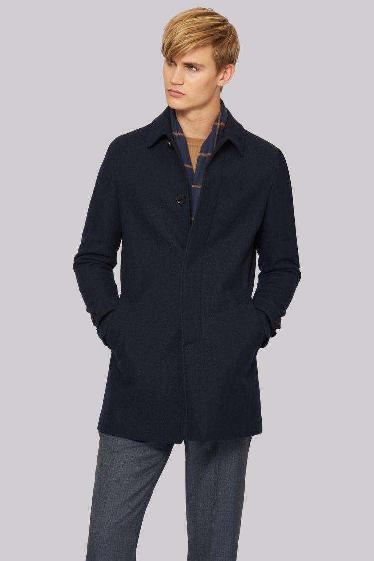 French Connection Slim Fit Navy Car Coat | Buy Online at Moss