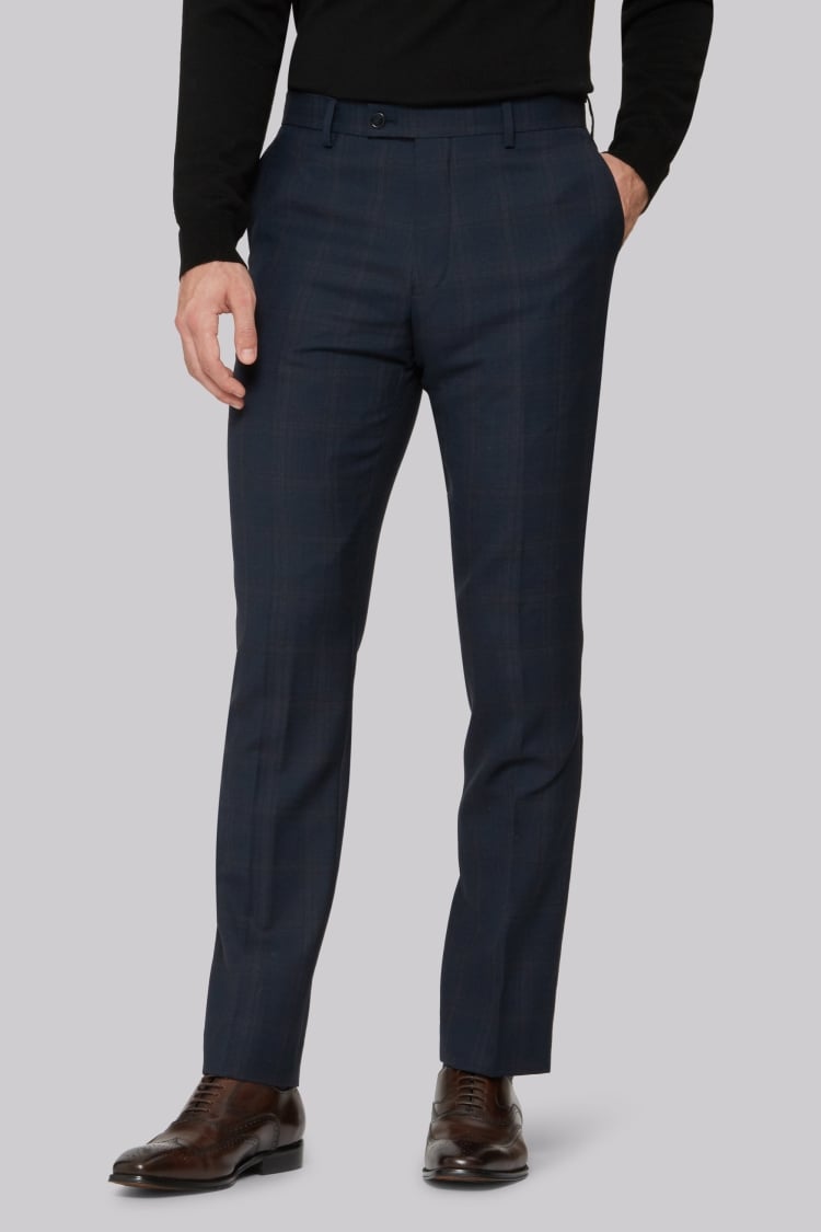 Ted Baker Tailored Fit Blue Orange Check Trousers