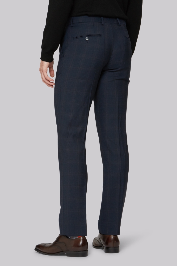 Ted Baker Tailored Fit Blue Orange Check Pants