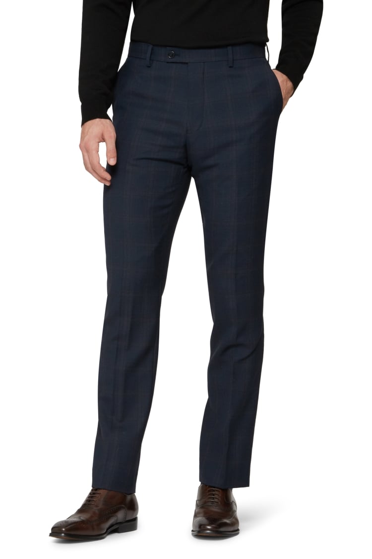 Ted Baker Tailored Fit Blue Orange Check Trousers