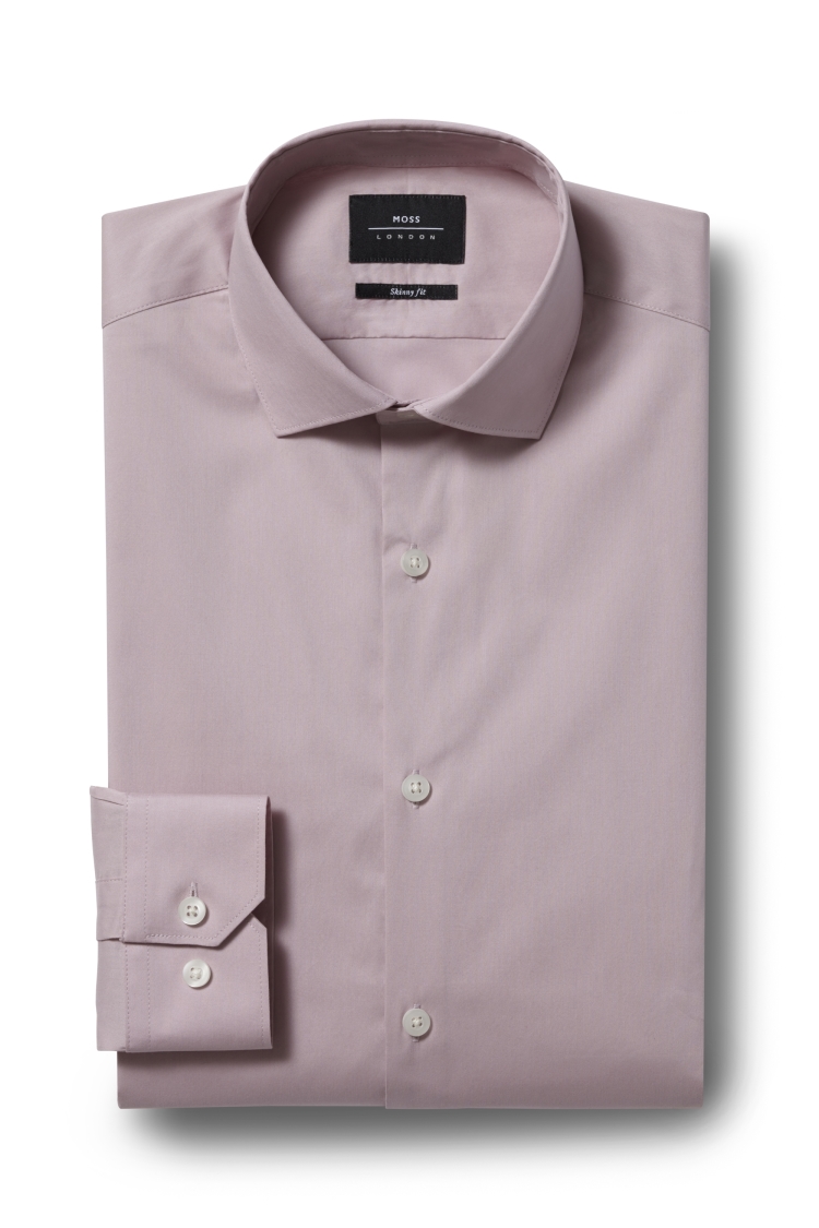 Moss London Skinny Fit Dusty Pink Single Cuff  Stretch Shirt 