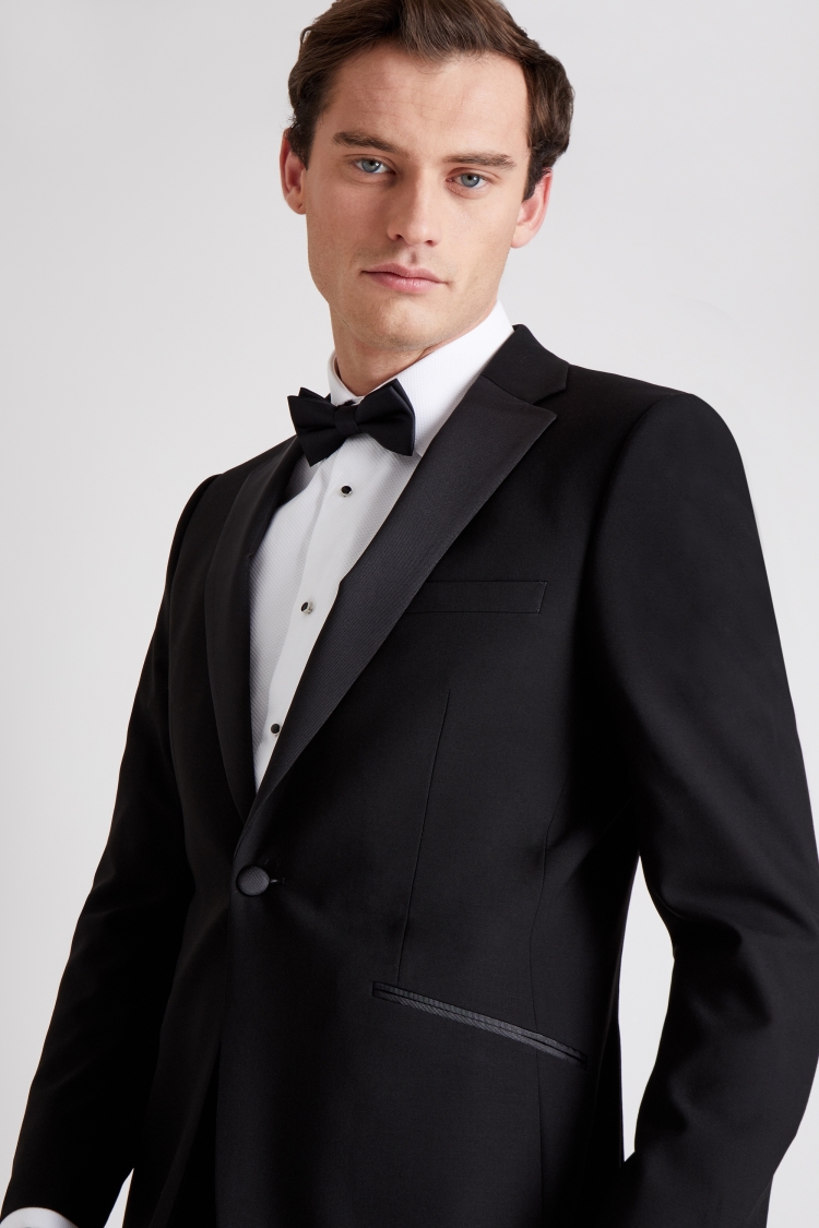 Moss 1851 Tailored Fit Black Notch Lapel Dress Jacket | Buy Online at Moss