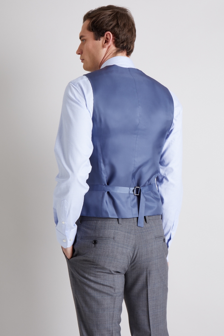 Moss 1851 Tailored fit Grey with Blue Check Waistcoat