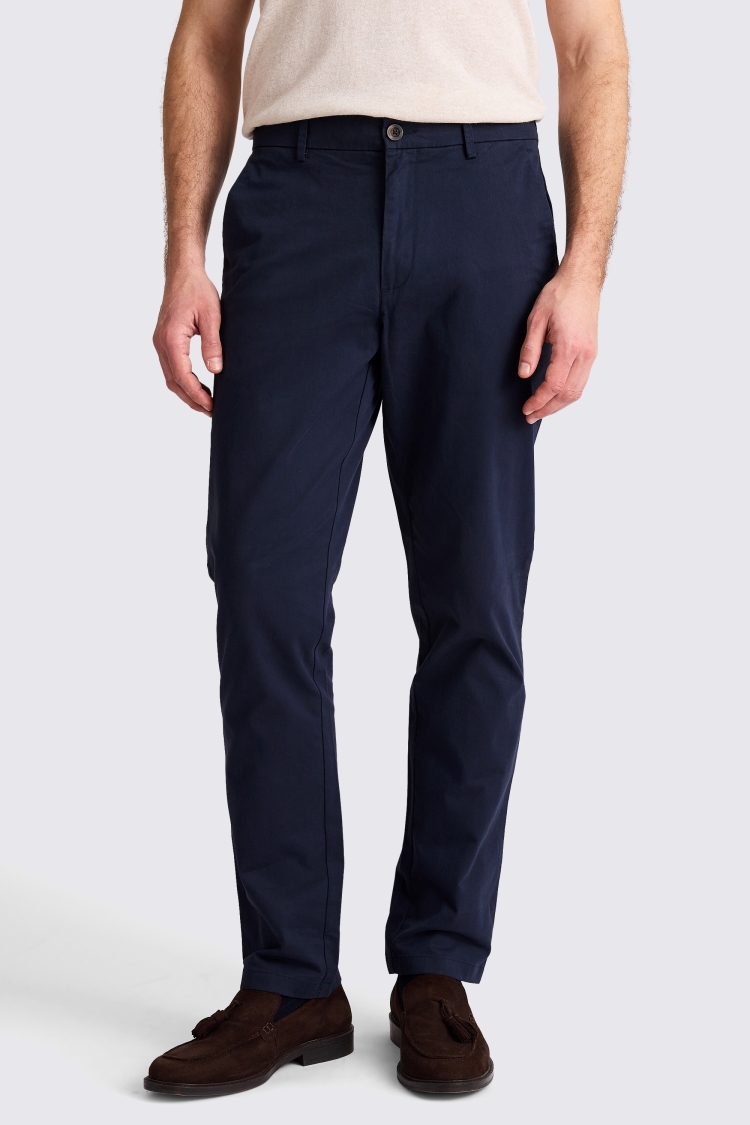 Tailored Fit Navy Stretch Chinos