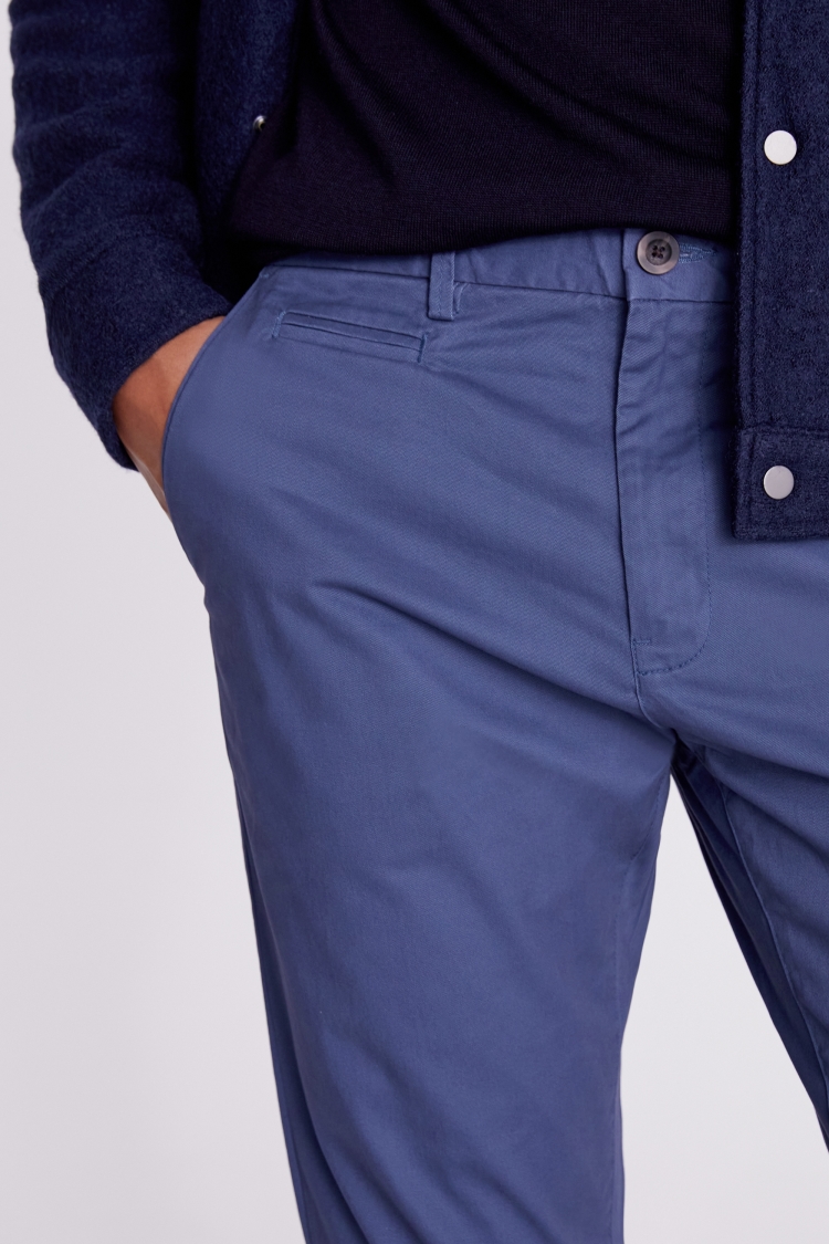 Tailored Fit Blue Stretch Chinos