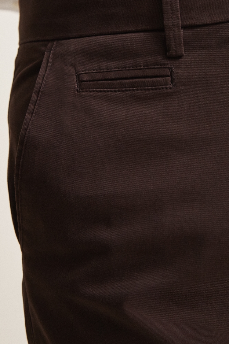 Tailored Fit Chocolate Stretch Chinos | Buy Online at Moss