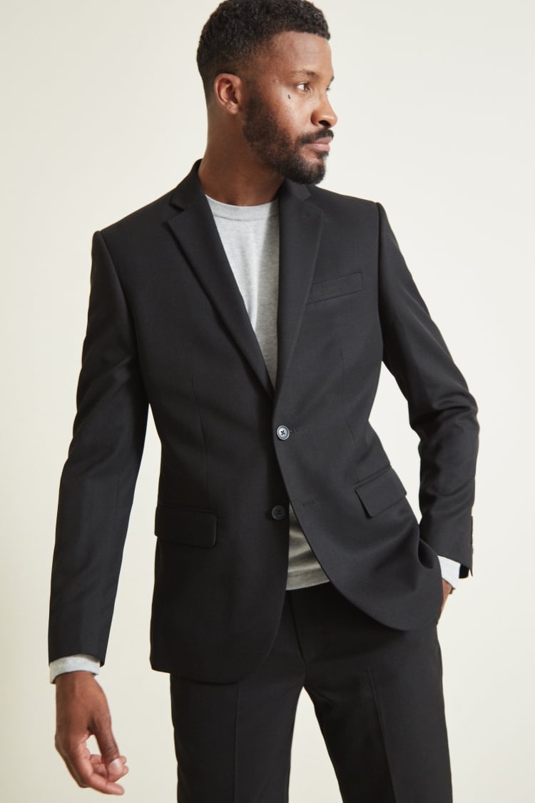 Moss 1851 Tailored Fit Plain Black Jacket