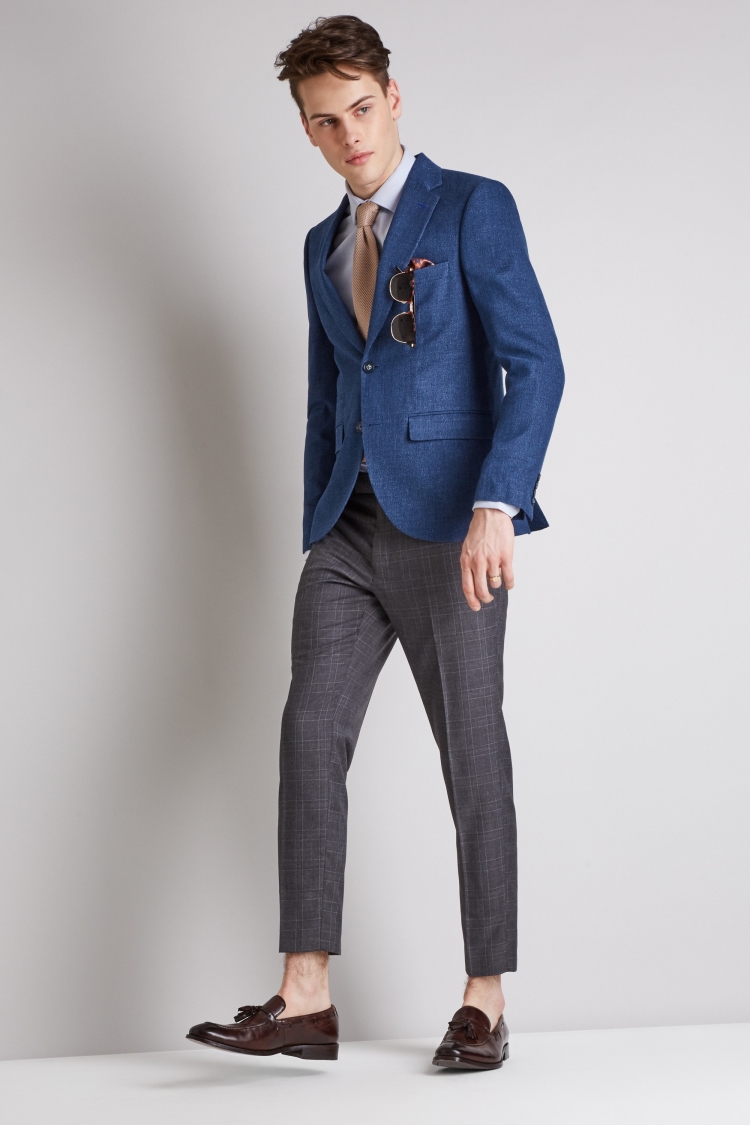 Moss London Slim Fit Blue Texture Jacket 