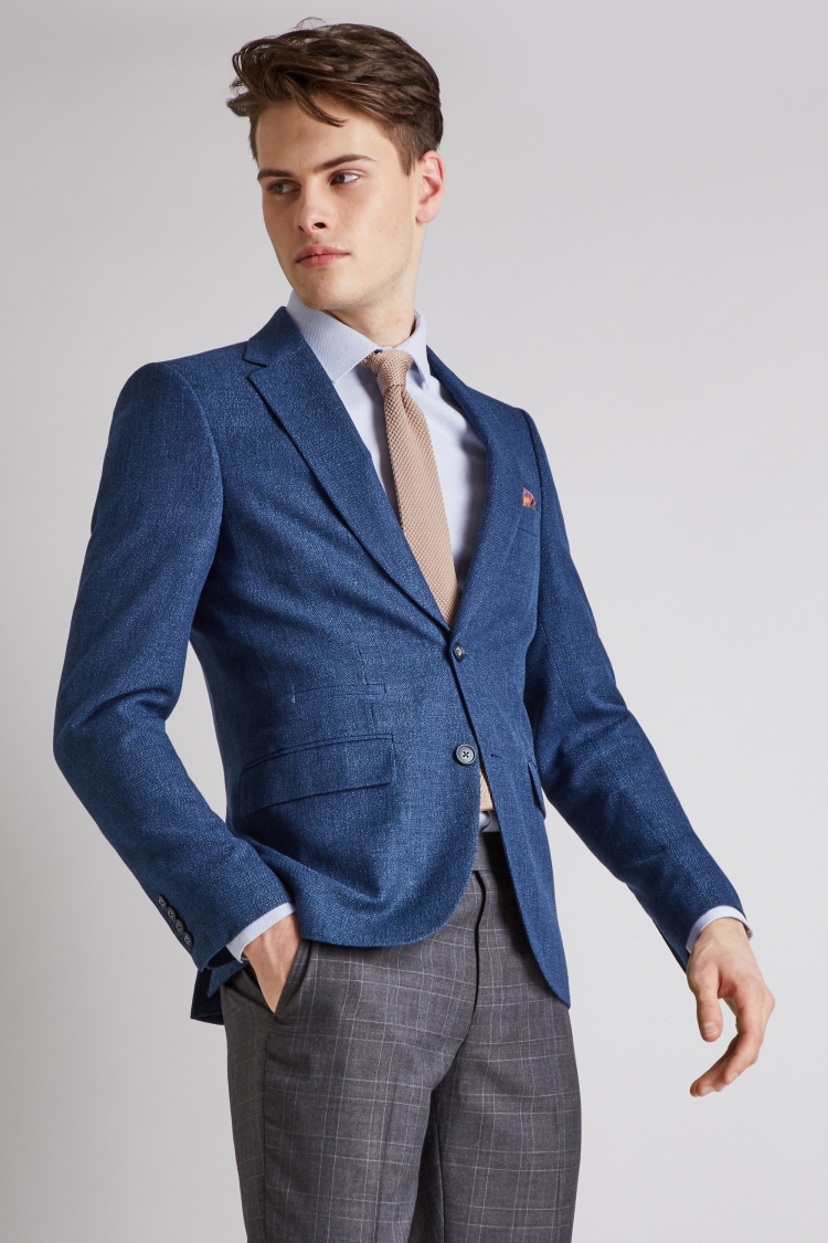 Moss London Slim Fit Blue Texture Jacket 