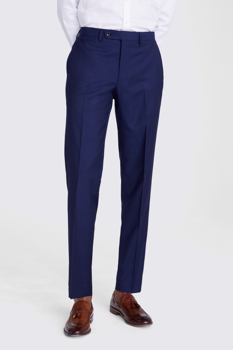 Italian Tailored Fit Blue Trousers | Buy Online at Moss