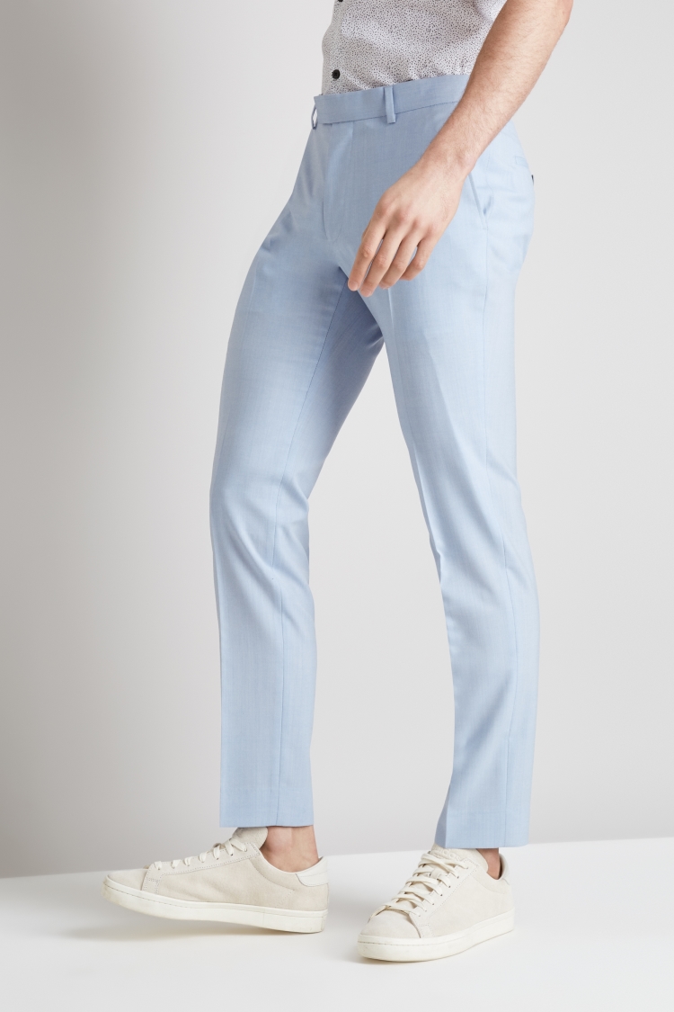 Moss London Skinny Fit Glacier Blue Trousers 