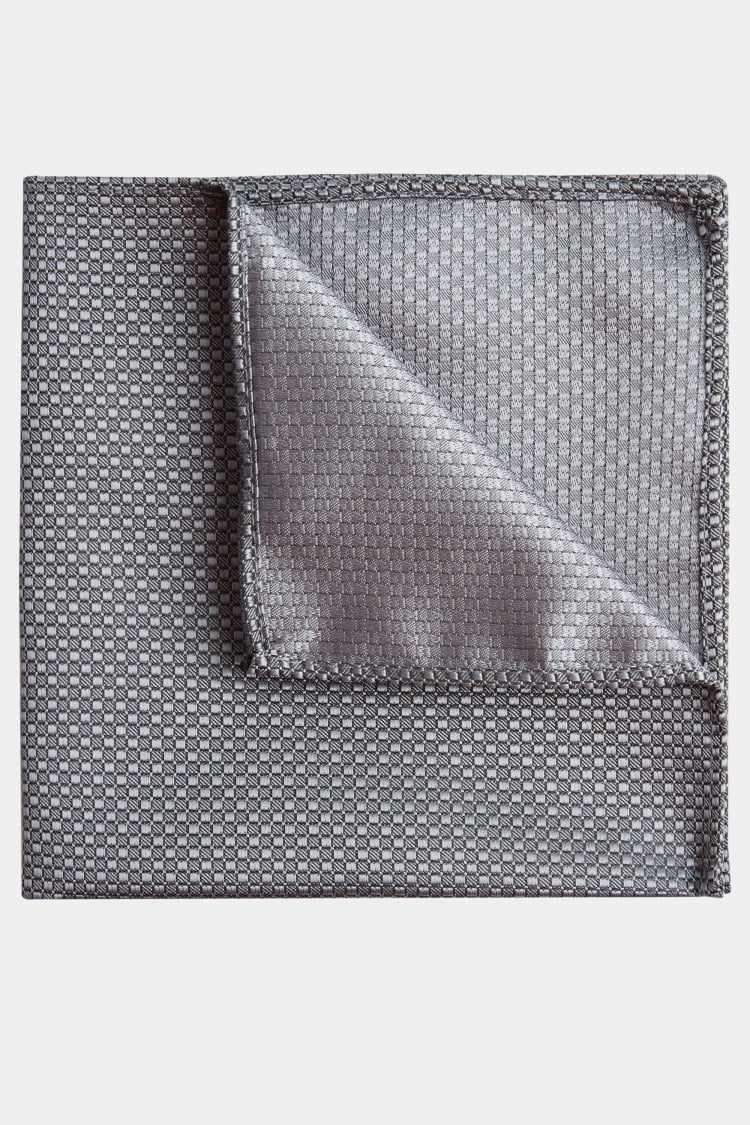 Silver Textured Pocket Square