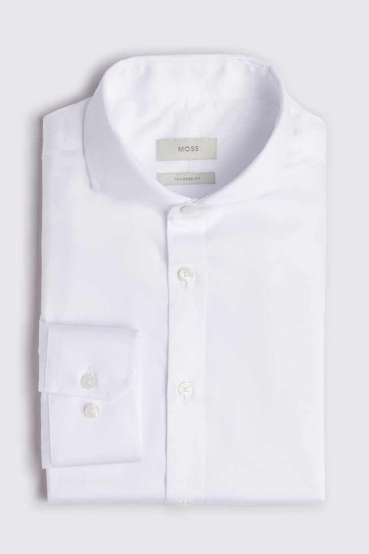 Tailored Fit White Pleated Dress Shirt