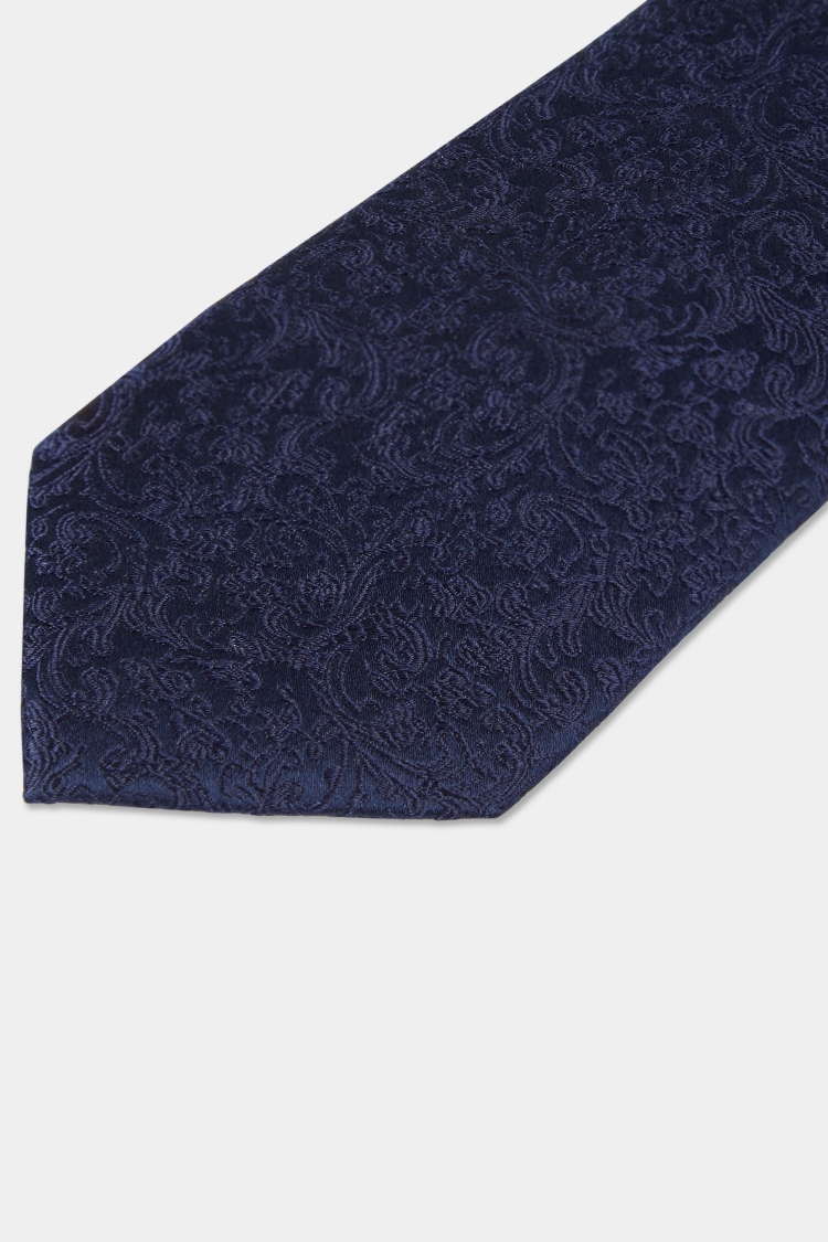 Navy Floral Silk Swirl Tie