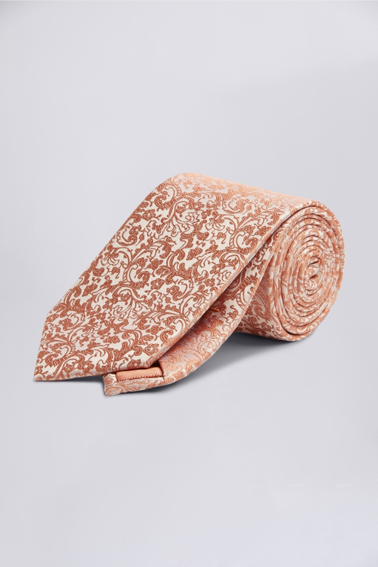 Peach Floral Silk Tie