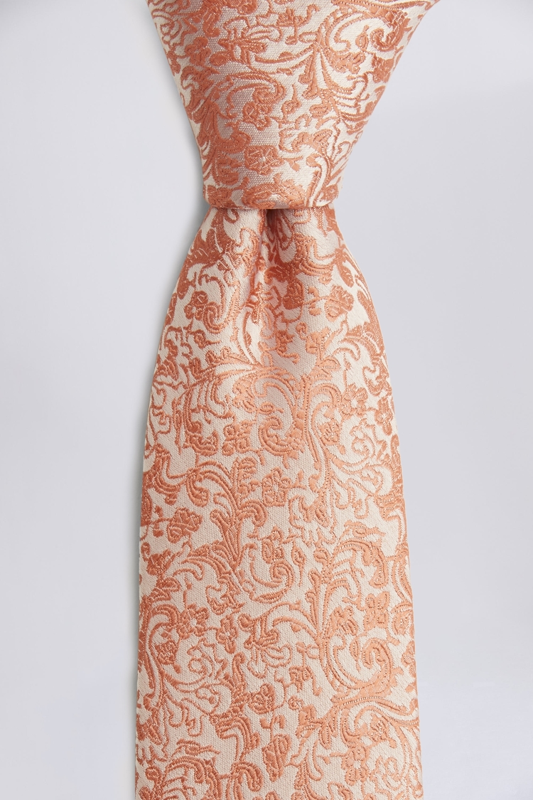 Peach Floral Silk Tie