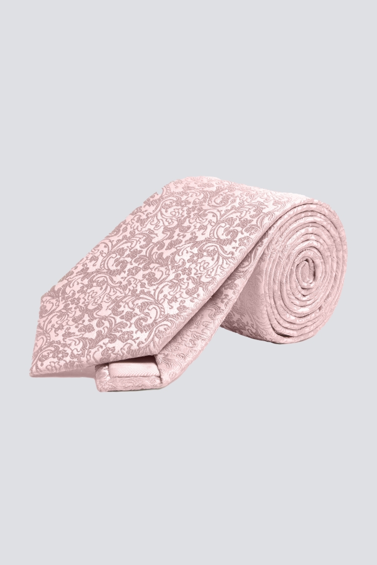 Dusty Pink Floral Swirl Silk Tie